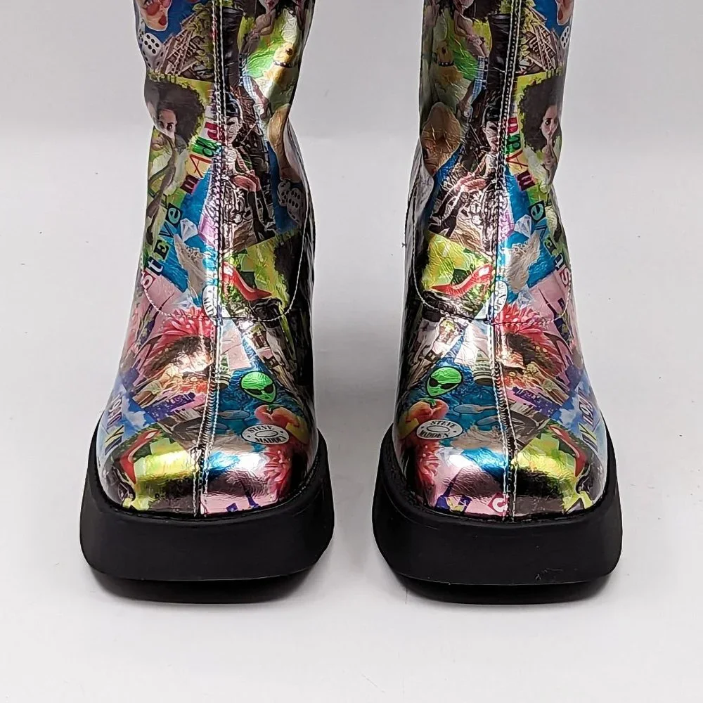 Steve Madden Women Klayton 90's Retro Dolls Chunky Heel Platform Boots Size 8 - Picture 12 of 12